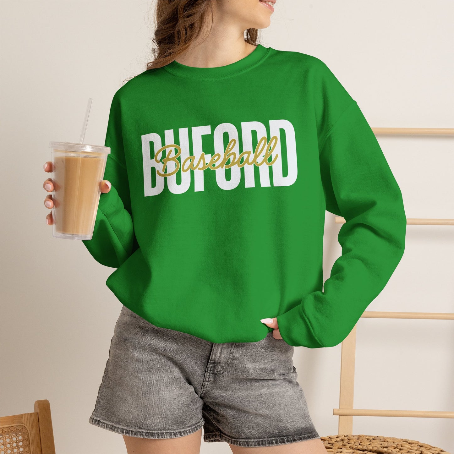 Buford Baseball Stacked Crewneck Sweatshirt