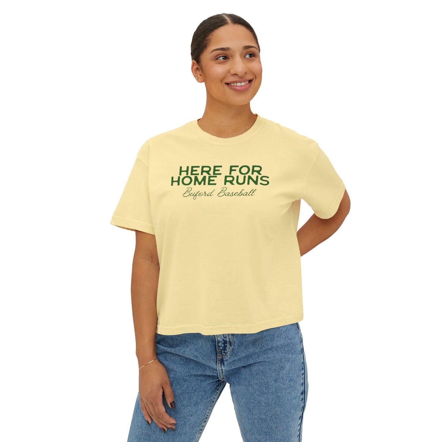 Here For Home Runs Women's Boxy Tee