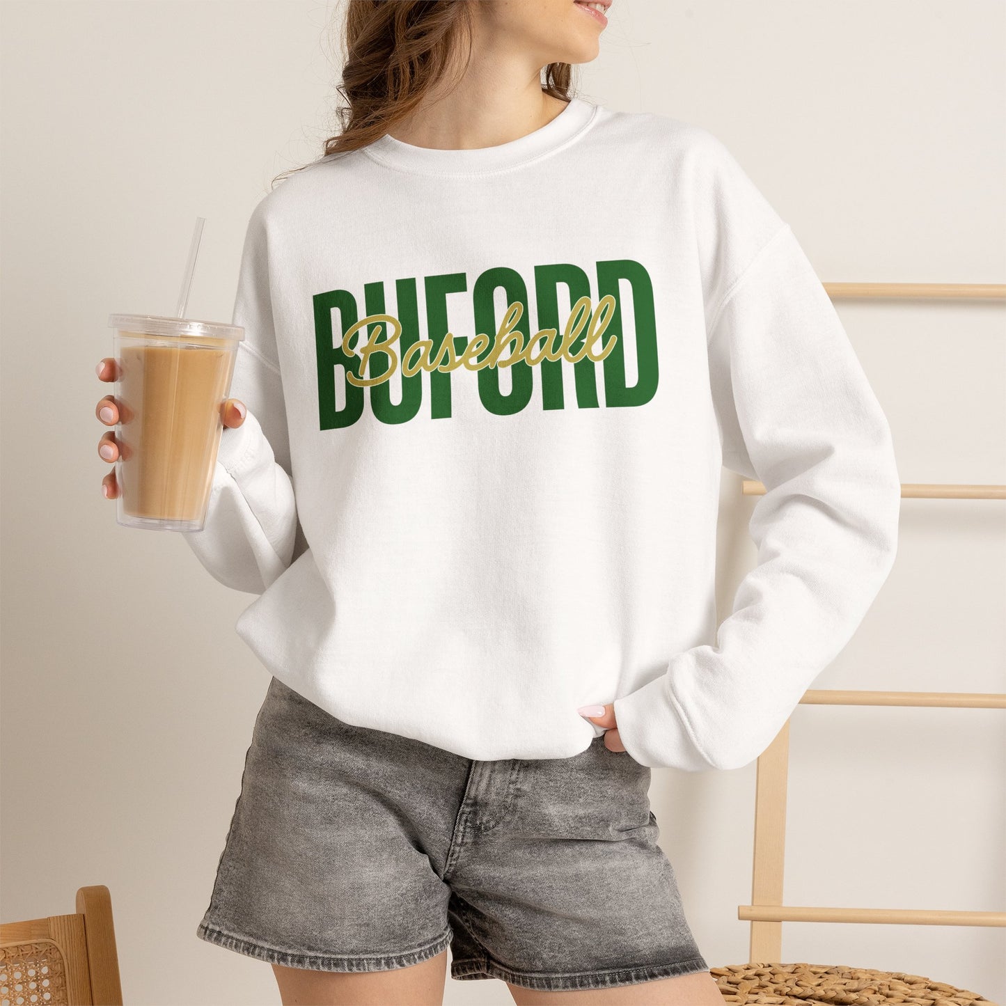 Buford Baseball Stacked Crewneck Sweatshirt