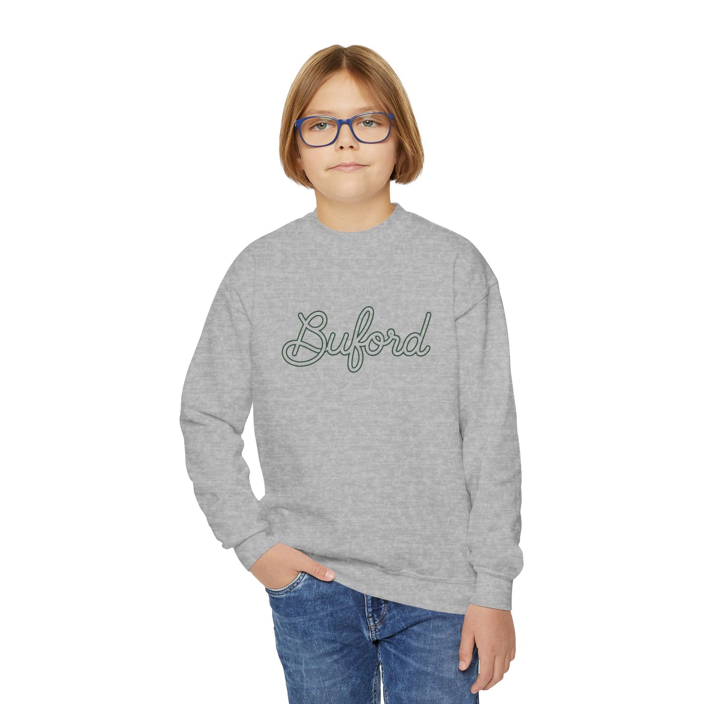 Buford New Script Youth Crewneck