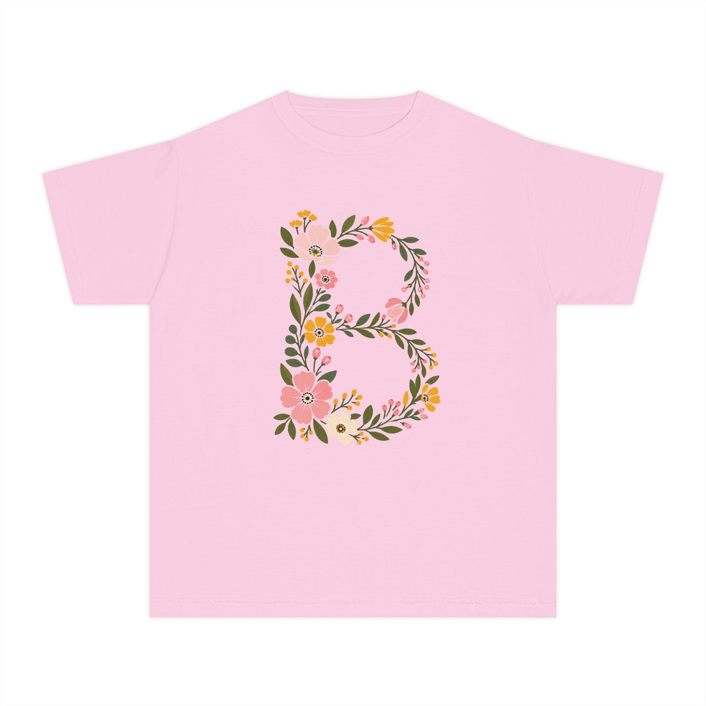 Floral Letter B Youth T‑Shirt
