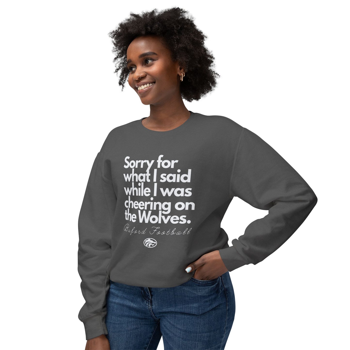 Sorry (Not Sorry) Football Light Weight Comfort Colors Crewneck Sweatshirt