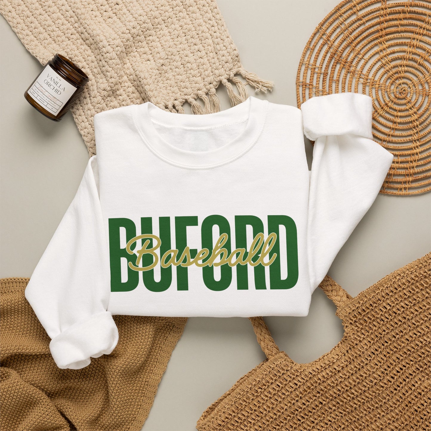 Buford Baseball Stacked Crewneck Sweatshirt