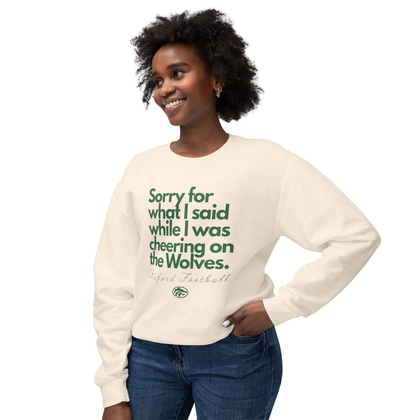 Sorry (Not Sorry) Football Light Weight Comfort Colors Crewneck Sweatshirt