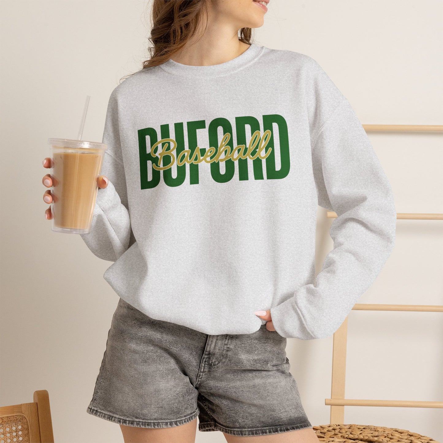 Buford Baseball Stacked Crewneck Sweatshirt