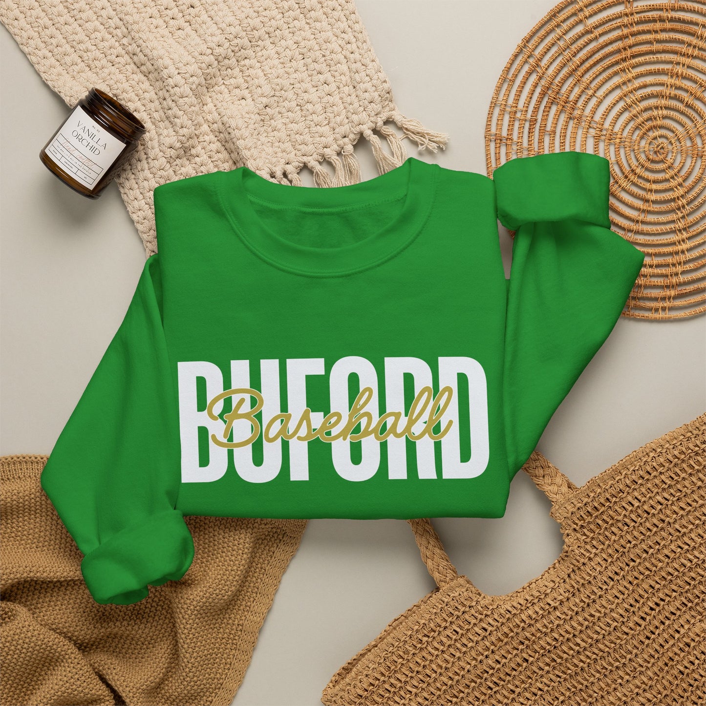 Buford Baseball Stacked Crewneck Sweatshirt